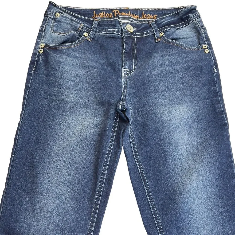 Justice Premium Girls Denim Blue Jeans Simply Low Super Skinny‎ Size 14R